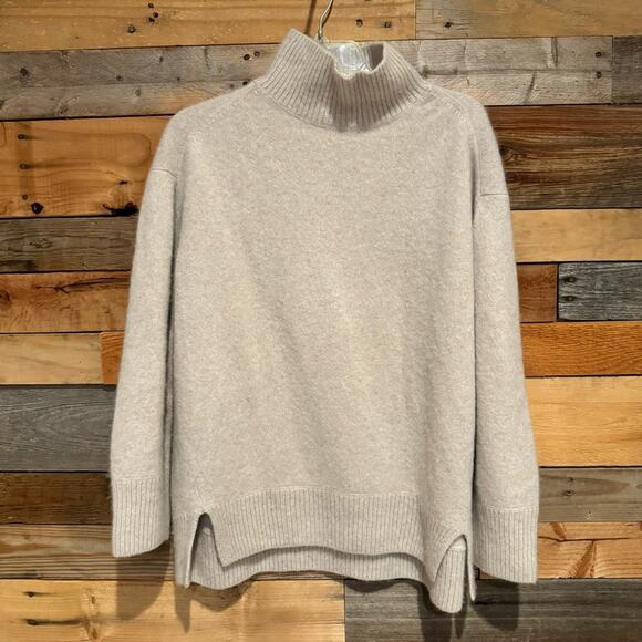 VINCE Double Slit Turtleneck Sweater In Biscuit Cream Size XL - Picture 6 of 14